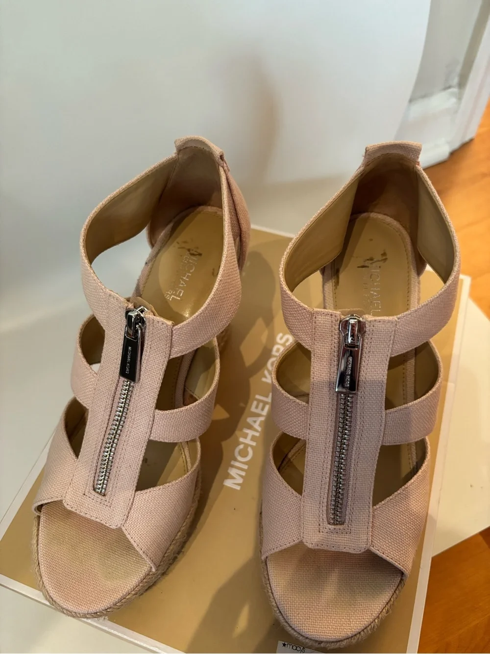 MICHAEL Michael Kors Blush Pink Strappy Wedge Sandals